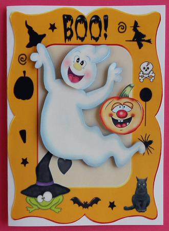 Boo Ghost with Pumpkins in Frame by Eunice Roberts