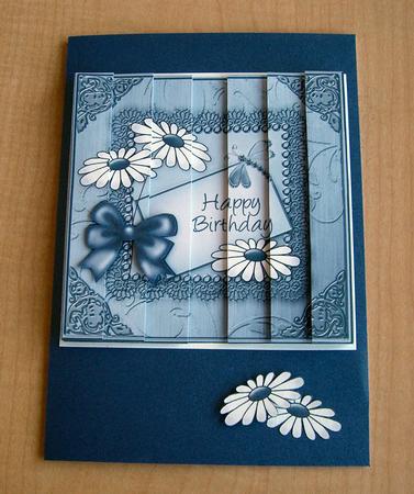 Daisies on Metallic Lace Quick Card with Side Stacker by Eunice Roberts