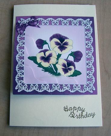 Pansy on Butterfly Lace Quick Card Wavy Corner Side Stacker by Eunice Roberts