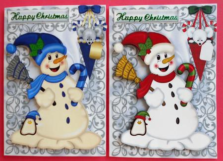 Christmas Snowmen Toppers with Cute Little Mouse by Eunice Roberts
