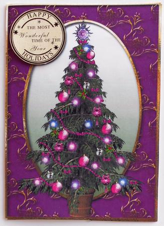 Decorated Christmas Tree Purple & Blank by Eunice Roberts