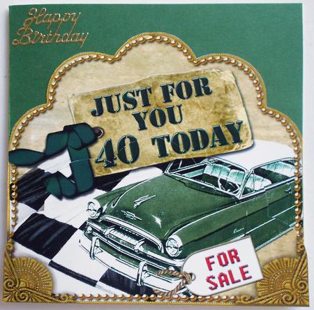 Vintage Green Car 40 Today Giant 8in Scallop Bottom Stacker by Eunice Roberts