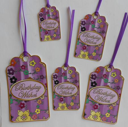 Lilac Painted Coloured Cherry Blossom Birthday Tag Sheet by Eunice Roberts