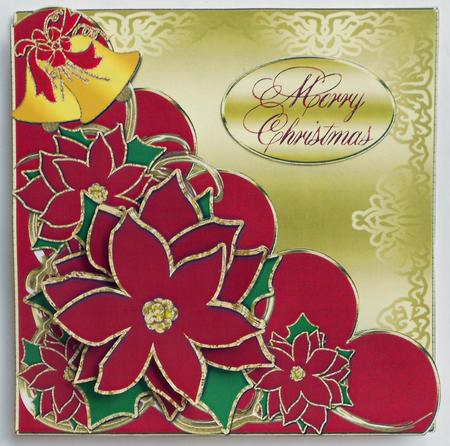 Poinsettias & Christmas Bells Large Square Topper by Eunice Roberts
