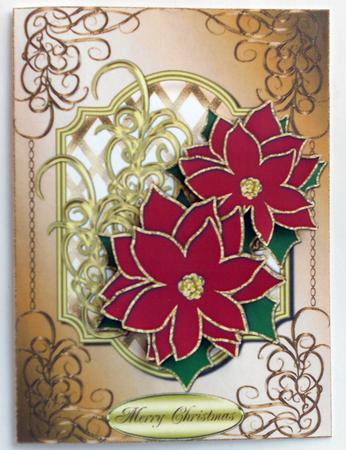 Poinsettias & Swirls A4 Card Front 3 by Eunice Roberts