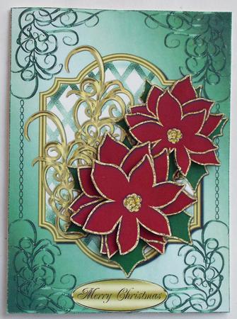 Poinsettias & Swirls A4 Card Front 4 by Eunice Roberts