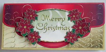 Cut & Fold Envelope Card with Poinsettias & Insert 5 by Eunice Roberts