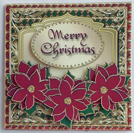 Large Square Christmas Topper with 3 Poinsettias 1 by Eunice Roberts