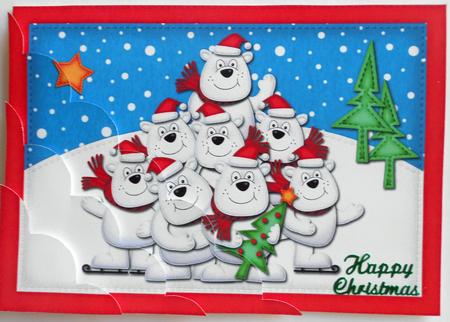 A5 Xmas Polar Bears Scallop Corner Side Stacker by Eunice Roberts