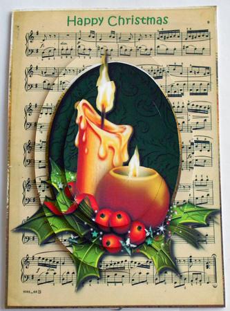 Sheet Music Christmas Candles Green Pyramid by Eunice Roberts