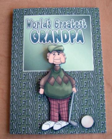 Grandpa Golfing Card Front with Decoupage by Eunice Roberts