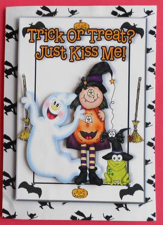 Trick or Treat or Just Kiss Me, Witchy and Ghost A4 by Eunice Roberts
