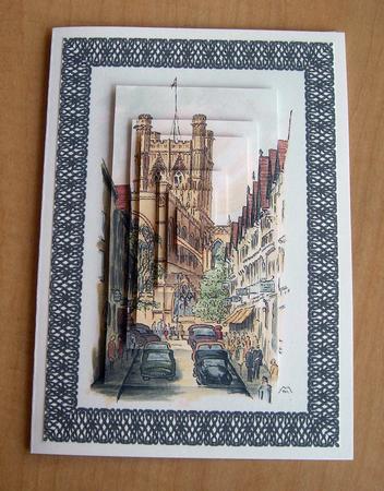 Chester England & the Cathedral 1950's Watercolour Card by Eunice Roberts