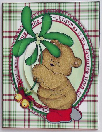 Shy Mistletoe Bear Quick Card by Eunice Roberts