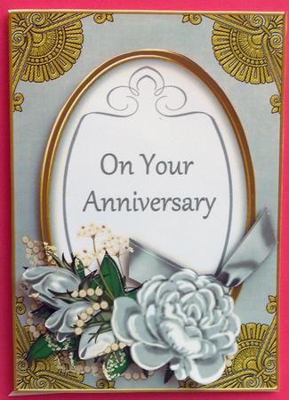 Silver Roses on Your Anniversary Oval 7x5in Decoupage Topper by Eunice Roberts