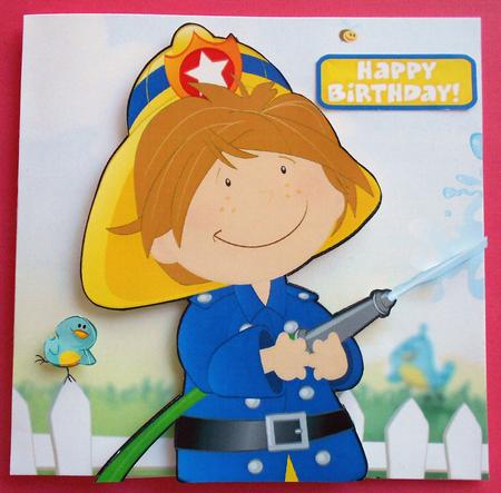 Mini Dude Fireman 8x8 Quick Card by Eunice Roberts