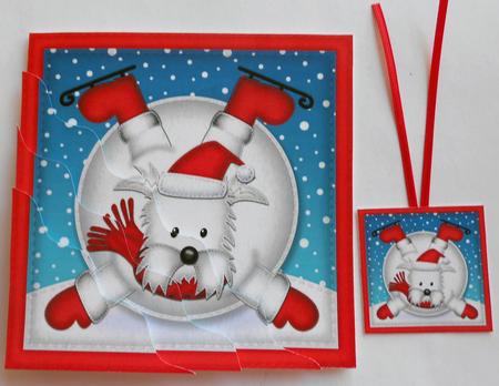 Oops Westie Dog Snowball Wavy Corner Side Stacker Topper by Eunice Roberts