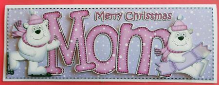 Large Dl Xmas Mom with Polar Bears Quick Card 3D Decoupage by Eunice Roberts