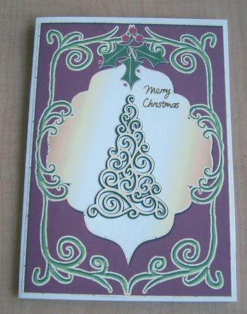 Christmas Swirly Frame & Holly Blank Card 6 by Eunice Roberts