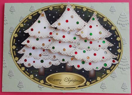 Three Christmas Trees Oval Shaped Topper 1 by Eunice Roberts