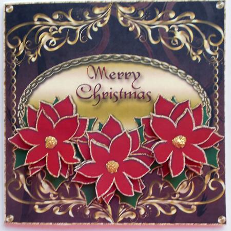 Poinsettias in Swirly Frame Christmas Topper 2 by Eunice Roberts