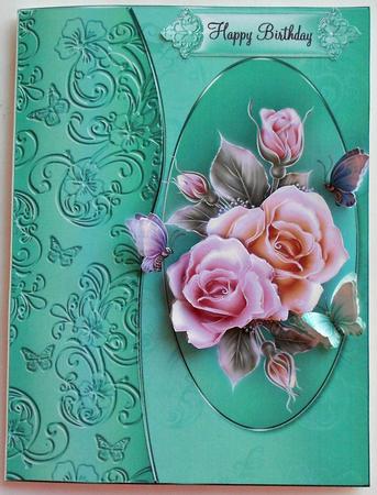 Gorgeous Roses with Flutter Border Card Topper by Eunice Roberts