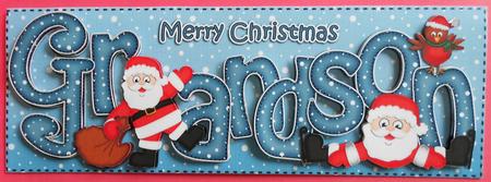 Large Dl Xmas Grandson with Santa Quick Card 3D Decoupage by Eunice Roberts