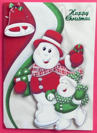 Pair of Skating Snowmen with Bell A4 by Eunice Roberts