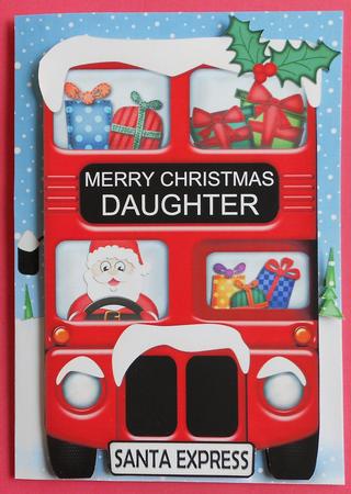 A4 Xmas Santa Express Daughter Card Topper by Eunice Roberts
