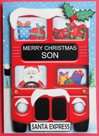 A4 Xmas Santa Express Son Card Topper by Eunice Roberts
