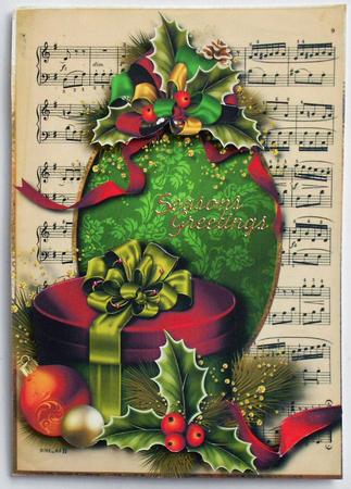 Holly & Sheet Music Christmas - Green by Eunice Roberts