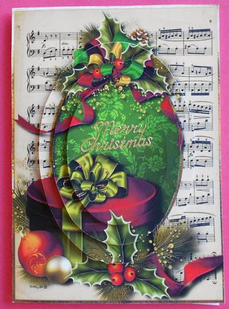 Holly & Christmas Gifts - Green - Oval Pyramid by Eunice Roberts