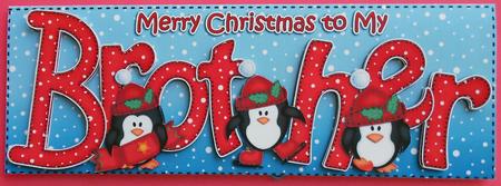 Large Dl Xmas Brother with Penguins Quick Card 3D Decoupage by Eunice Roberts