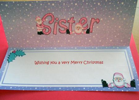 Xmas Sister with Santa Matching Large Dl Insert by Eunice Roberts