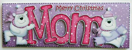 Large Dl Xmas Mom with Polar Bears Quick Card 3D Decoupage by Eunice Roberts