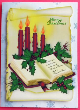 Candles on a Scroll with Holy Bible by Eunice Roberts