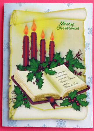 Candles on a Scroll with Holy Bible A4 by Eunice Roberts