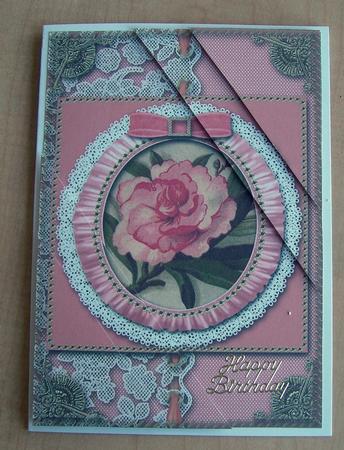 Pink Peony Ruffle Duo Corner A5 Stacker by Eunice Roberts