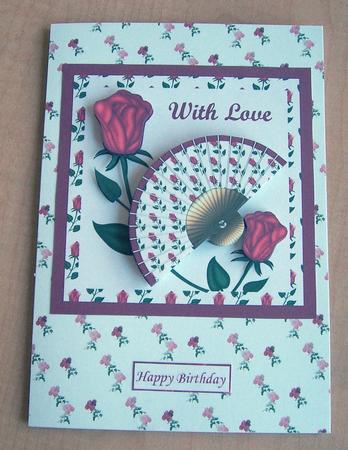 Red Roses with Fan by Eunice Roberts