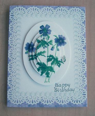 Geraniums & Geranium Butterfly Lace & Pearls Watercolour by Eunice Roberts