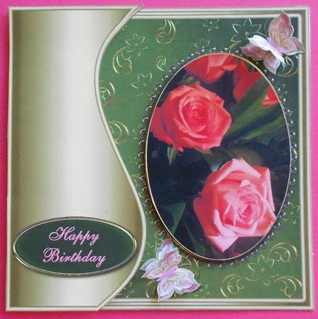 Roses & Butterflies Card Front with Wavy Side 5 by Eunice Roberts