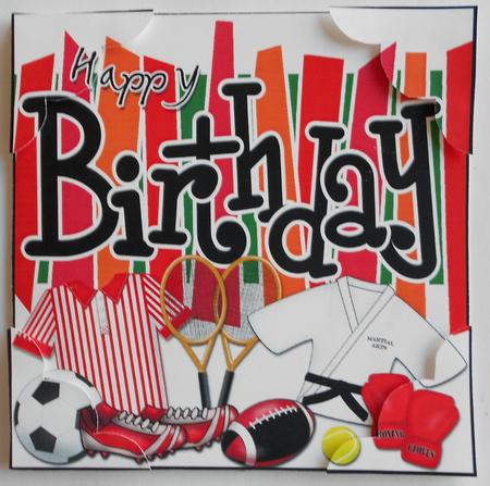 8 x 8 Birthday Sports and Games Scalloped Corner Topper by Eunice Roberts