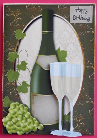 White Wine Bottle & Glasses - Birthday, Anniversary Etc by Eunice Roberts