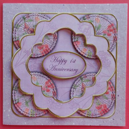 Lilac Sweet Peas 1st Anniversary 3D Rosette Topper by Eunice Roberts