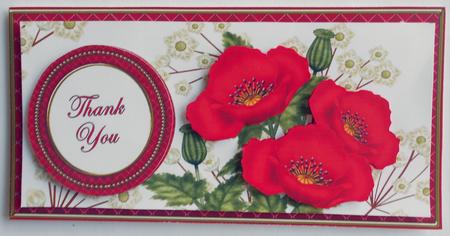 Red Poppy Thank You Dl Decoupage Topper by Eunice Roberts
