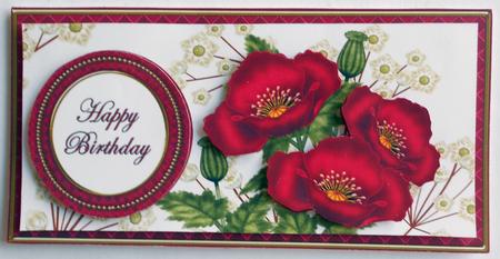 Dred Poppy Happy Birthday Dl Decoupage Topper by Eunice Roberts