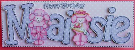 Poodle Dog Birthday Maisie Large Dl Quick Card 3D Decoupage by Eunice Roberts