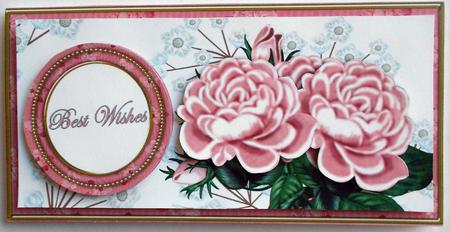 Pink Roses Best Wishes Dl Decoupage Topper by Eunice Roberts