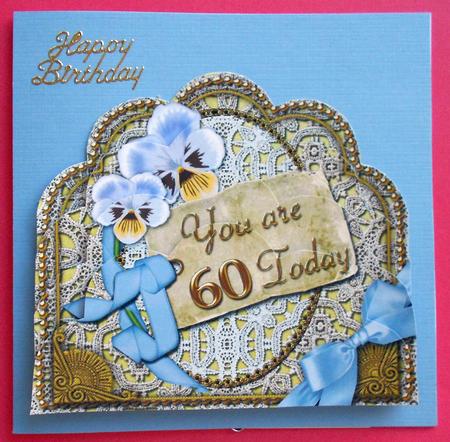 Blue Pansy 60 Today Scallop Lace Bottom Stacker by Eunice Roberts