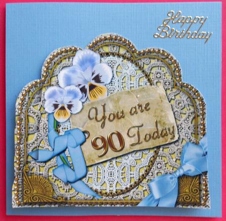 Blue Pansy 90 Today Scallop Lace Bottom Stacker by Eunice Roberts